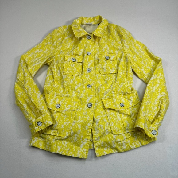 Cabi Field Jacket Womens Size Small Daisy Floral Print Buttons Yellow Pockets - Picture 1 of 9